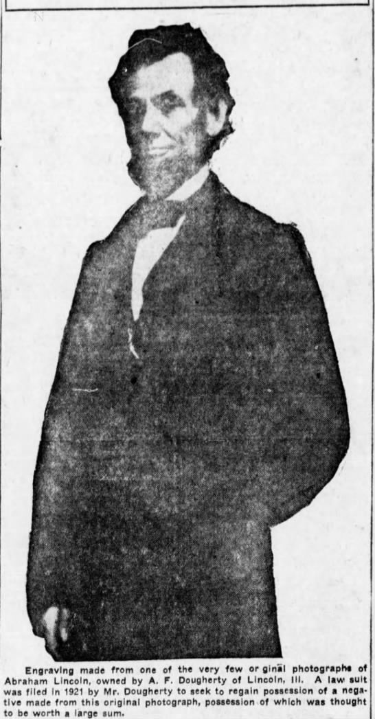 Engraving made from one of the few original photos of Lincoln